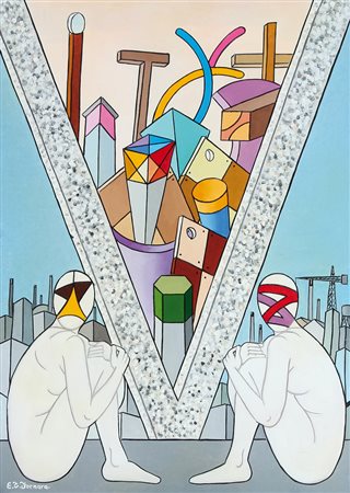 ENZO FORNARA Cerano (No) 1925 Realtà e fantasia, 1998 olio su tela cm. 70x50,...