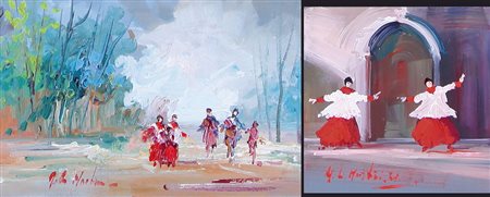 NORBERTO MARTINI Firenze 1944 Danza ecclesiastica olio su faesite cm....