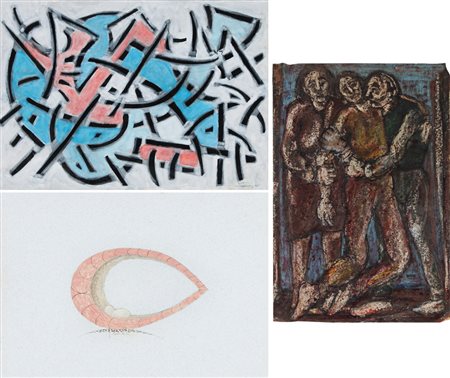 AUTORI VARI VITO MELOTTO senza titolo tecnica mista su carta cm.48x33, firma...