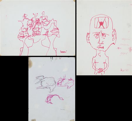 SERGIO SARONI Torino 24/11/1934 - Torino 06/11/1991 Gagarin pennarelli su...