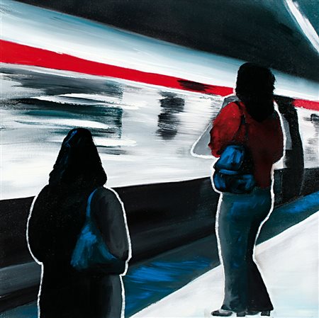 SYLVIA MASSERA Parigi 19/01/1954 Eurostar olio su tela cm. 50x50, firma,...