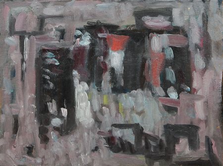 MISSAGLIA FRANCESCO Cortile rurale, (1958) olio su tela cm. 30x40, sigla...