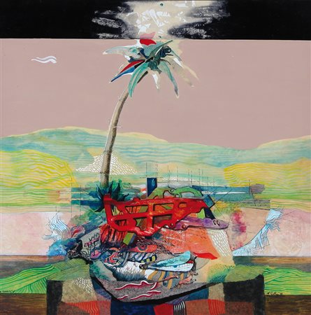 MARIO CESTARI Venezia 1943 Viaggi e transiti 2, 1999 olio e tecnica mista su...