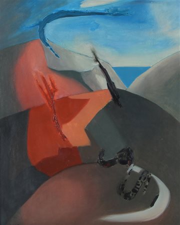 GABRIELLA MUZIO Trivero 17/05/1938 Monti sul mare, 1999 olio su tela cm....