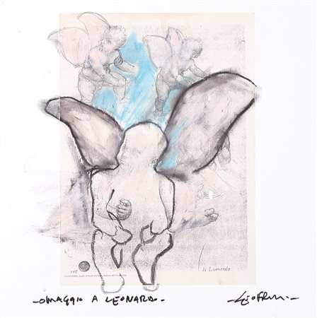 EMILIO LEOFREDDI Roma 1958 Omaggio a Leonardo tecnica mista e collage su tela...