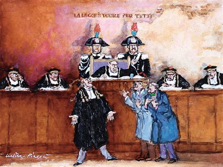 WALTER PIACESI Ascoli Piceno 18/09/1929 Gli imputati, 2007 olio su tavola cm....