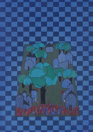 FRANCESCO CASORATI Torino 02/07/1934 Comizio, 1982 acrilico si carta intelata...