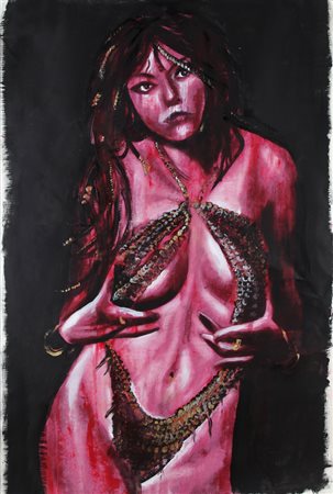 FABIO GIAMPIETRO Milano 1974 Donna, 2004 tecnica mista su tela cm. 150x100,...