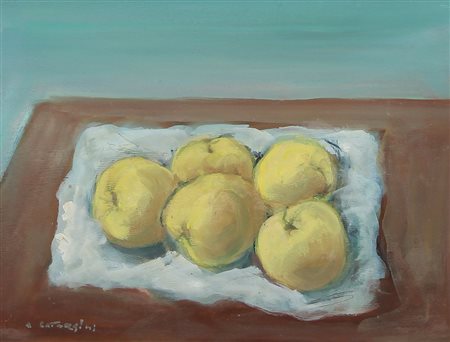 ALFREDO CATARSINI Viareggio 1899 - 1993 Mele olio su tavola cm. 30x40, firma...