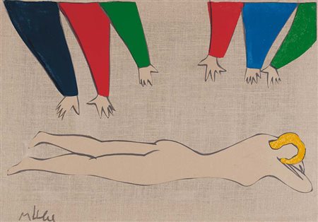 MARCO LODOLA Dorno (Pv) 04/04/1955 Senza titolo smalti e collage su tela...