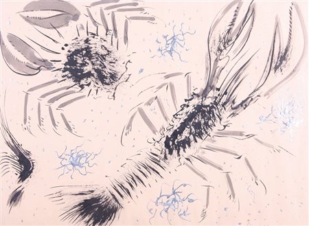 SILVIO MERLINO Napoli 1952 Il gambero, 1983 tecnica mista su carta cm. 48x66,...