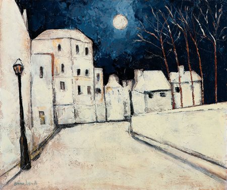BRUNO LANDI Roma 23/03/1941 Paesaggio notturno, 2009 olio su tela cm. 50x60,...