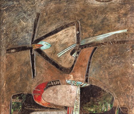 GIANNI DOVA Roma 08/01/1925 - Pisa 1991 Figure sospese olio su tela cm....