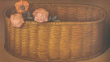 FABIO AGUZZI Milano 14/03/1953 Tre rose olio su tela cm. 40x70, firma e...