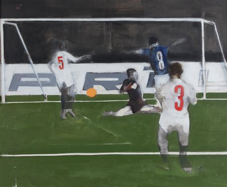 DINO BOSCHI Bologna 30/07/1923 Calciatori, 1964 olio su tela applicata su...