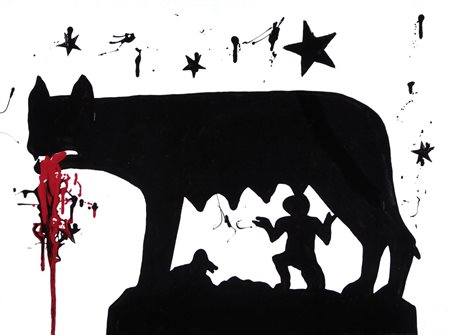 FRANCO ANGELI Roma 14/05/1935 - Roma 12/11/1988 Lupa romana, 1973 smalto su...