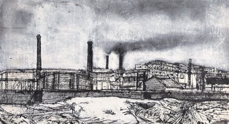 RENZO VESPIGNANI Roma 19/02/1924 - Roma 26/04/2001 Fabbriche, 1950 tecnica...