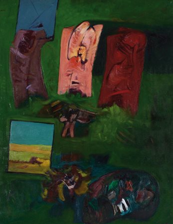 MINO CERETTI Milano 17/02/1930 Inserti, 1963 olio su tela cm. 116x89, firma...