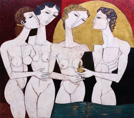 BRUNO LANDI Roma 23/03/1941 Il giudizio di Paride, 2010 olio su tela cm....