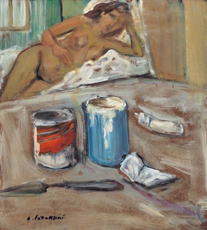 ALFREDO CATARSINI Viareggio 1899 - 1993 Composizione, 1970 olio su masonite...