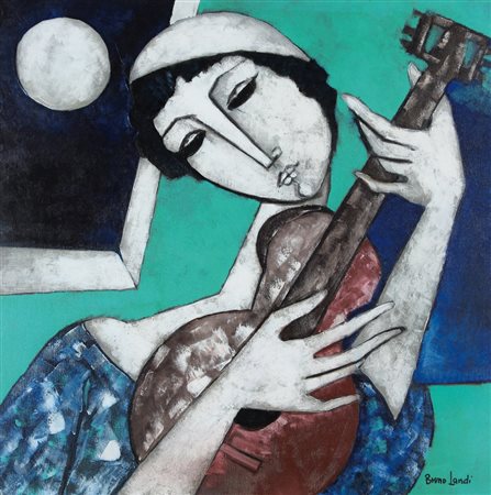 BRUNO LANDI Roma 23/03/1941 Serenata alla luna, 2003 olio su tela cm. 70x70,...