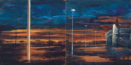 ALESSANDRO BUSCI Milano 1971 San Siro (dittico) acrilico e smalto su 2...