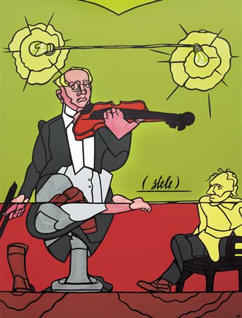 VALERIO ADAMI Bologna 17/03/1935 The man and the violin (stele), 2010...