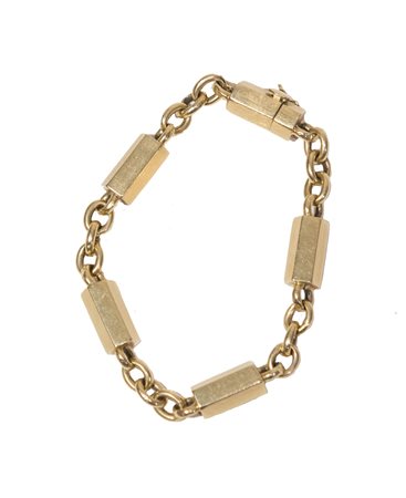 BRACCIALE IN ORO GIALLO 18K Realizzato da catena alternata a piccoli lingotti...