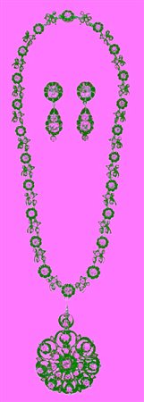 IMPORTANTE PARURE DI FINE XIX SECOLO In argento e oro a basso titolo,...