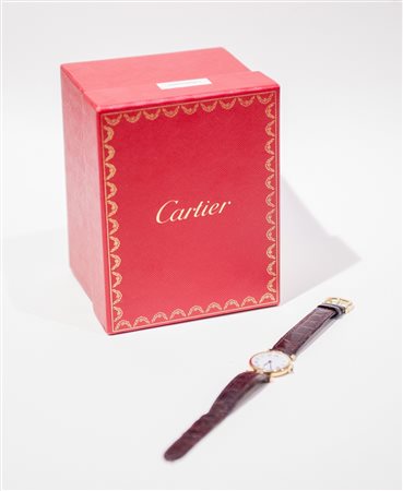 OROLOGIO DA POLSO CARTIER Modello Vendome in oro giallo 18K. Cassa circolare...
