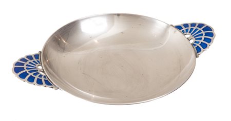 CIOTOLA IN ARGENTO, XX secolo Realizzata in argento 800, di forma circolare...