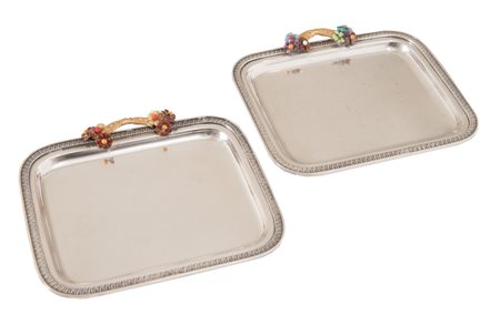 ARGENTERIA e OREFICERIA STEFANI, XX secolo Coppia di svuotatasche di forma...