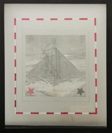 Felice Levini AFRICANA tecnica mista e collage su carta velina, cm 21,5x19...