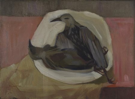 Giuseppe Ajmone NATURA MORTA olio su tela, cm 33x46 firma