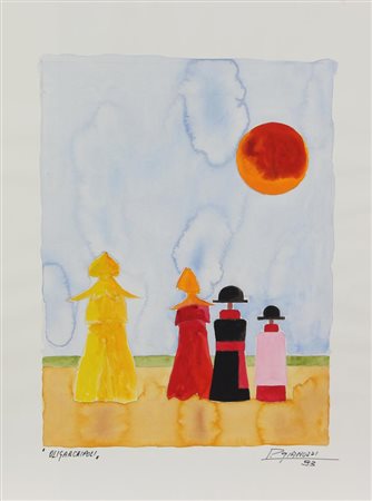 Piero Gianuzzi OLIGARCHIPOLI tecnica mista su cartoncino Fabriano, cm 76x56...