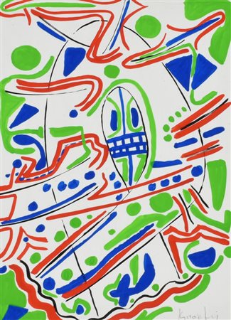 Claudio Knopfli SENZA TITOLO tecnica mista su carta, cm 35x25 sul fronte: firma