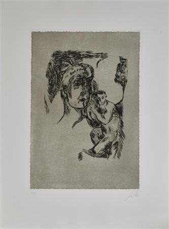 Sandro Chia SENZA TITOLO incisione su carta, battuta cm 62x44, su foglio cm...