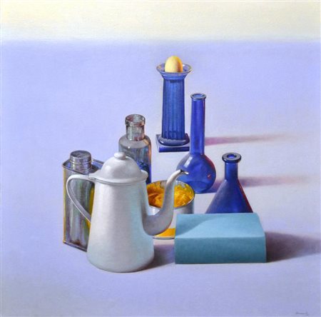 Antonio Nunziante OGGETTI olio su tela, cm 70x70 firma sul retro: firma,...