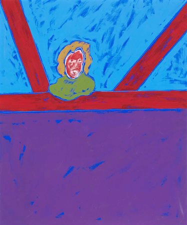 Tano Festa PIAZZA DELLE MUSE acrilico su tela, cm 60x50 sul retro: firma,...