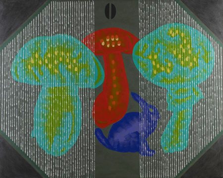 Concetto Pozzati RI-NATURA IN TELEVISIONE smalto e acrilico su tela, cm...