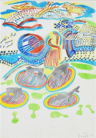 Claudio Knopfli SENZA TITOLO tecnica mista su carta, cm 35x25 sul fronte: firma