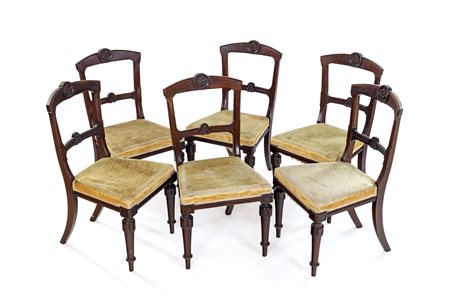 Sei sedie in mogano, XIX secolo
