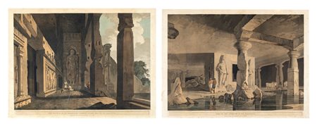 Coppia di vedute con rovine