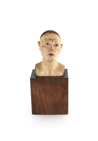 Testina in legno policromo, XIX secolo