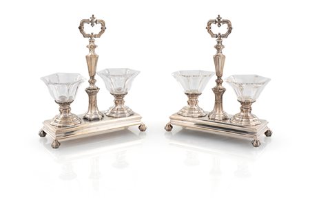 Coppia di cruets in argento, Francia 1870