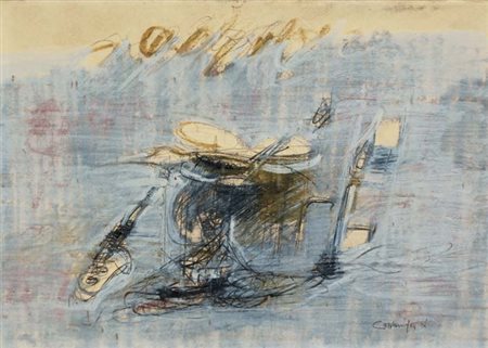 GIANCARLO CAZZANIGA Monza 1930 Batteria 1966 tecnica mista su carta, 34x48...