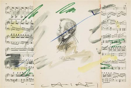 GIUSEPPE CHIARI Firenze 1926 - 2007 Omaggio a Richard Wagner tecnica mista e...