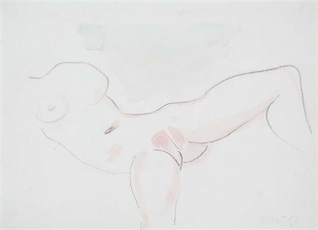 CORRADO BALEST Belluno 1923 Nudo 1972 tecnica mista su carta, 26x37 firma e...