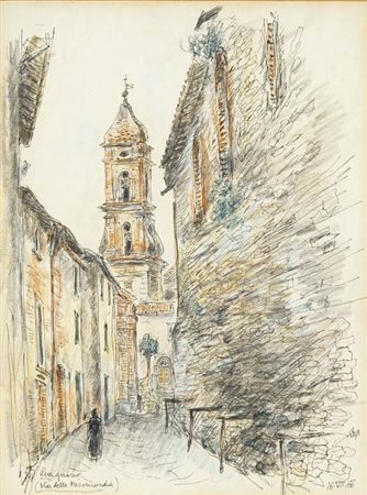 MARIO VELLANI MARCHI Modena 1895 - Milano 1973 Lucignano 1966 tecnica mista...