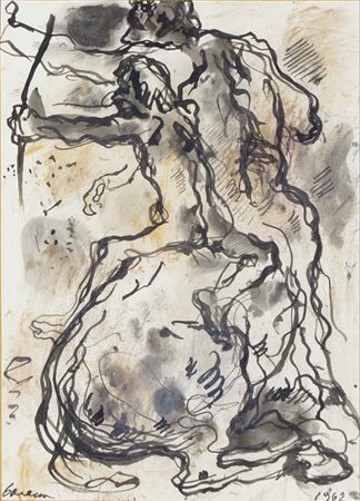 FELICE CARENA Cumiana (To) 1879 - Venezia 1966 Cavallo e arciere 1962 gouache...